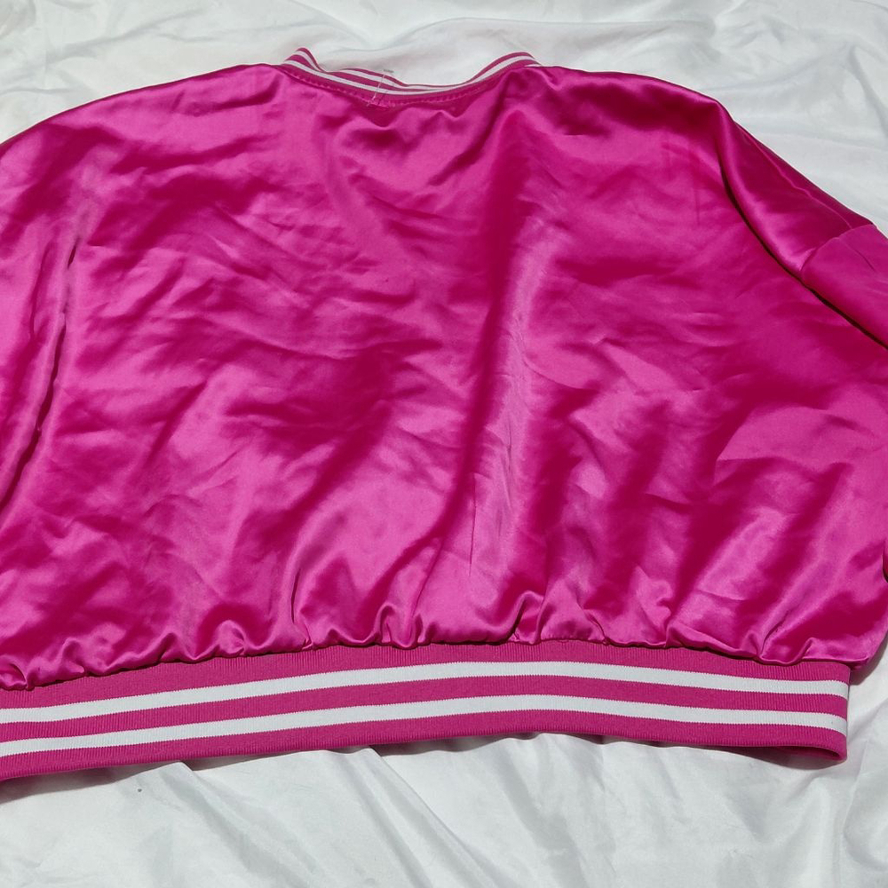 Women's Daisy Pink Varsity Jacket with Daisy Patch 3X - Picture 5 of 5